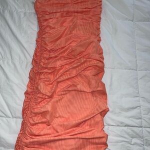 Vibrant Orange Ruched Dress